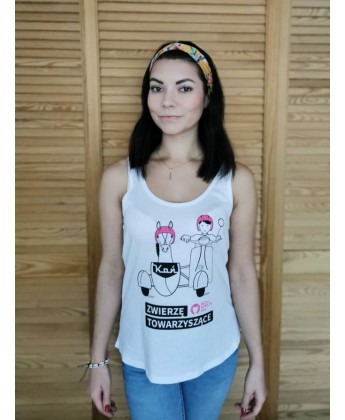 Koszulka damska na ramiączkach KOŃ - ZWIERZĘ TOWARZYSZĄCE