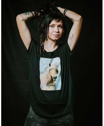 Koszulka damska luźna RATUJ KONIE namalowany konik