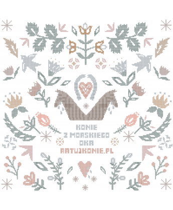 Wzór do haftu krzyżykowego: motyw Konie z Morskiego Oka